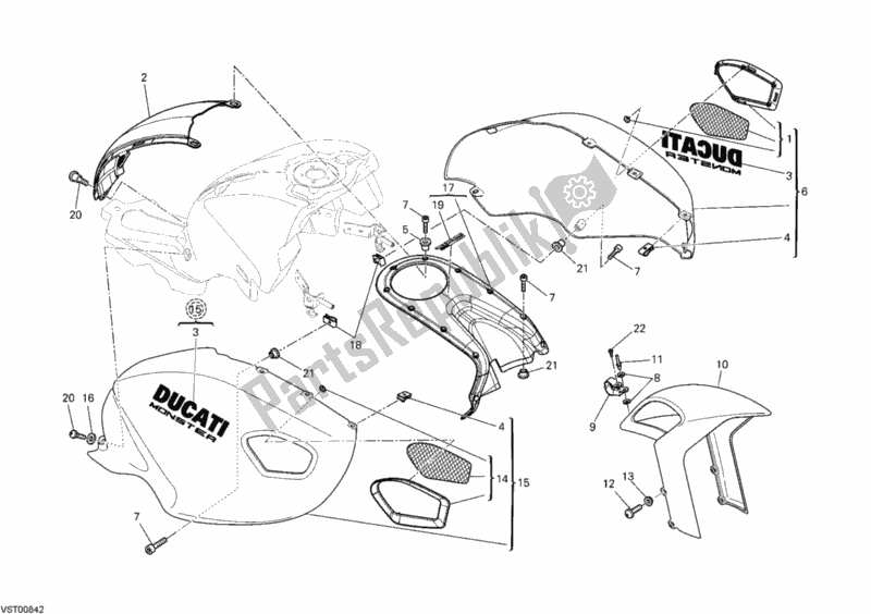 Todas as partes de Carenagem do Ducati Monster 696 USA 2008